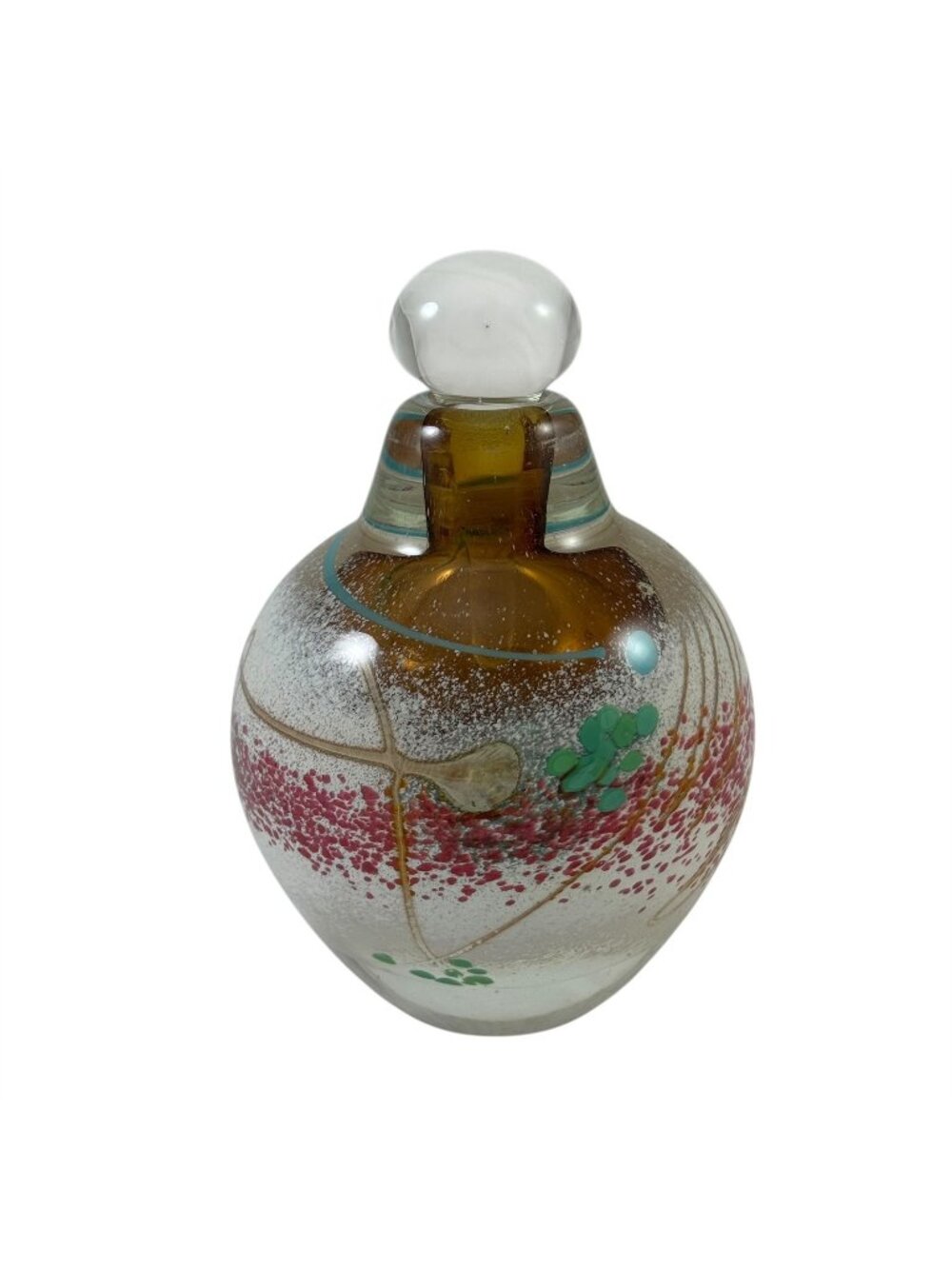 Earl James Studio Art Glass Perfume Bottle & Stopper Artist Signed Vintage 1990s